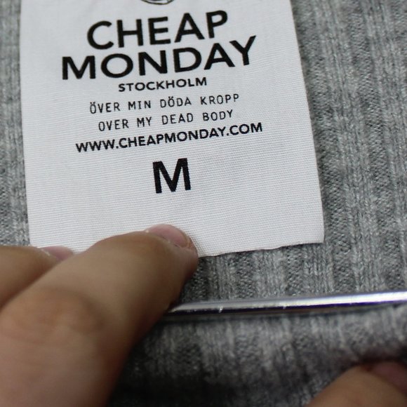 Cheap Monday Grey Rival Knit Mock Neck Ribbed Sweater sz M - Picture 6 of 6